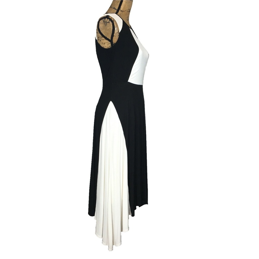 NEW Ann Taylor Dress 2 White Black Color Block High Low‎ Handkerchief Midi